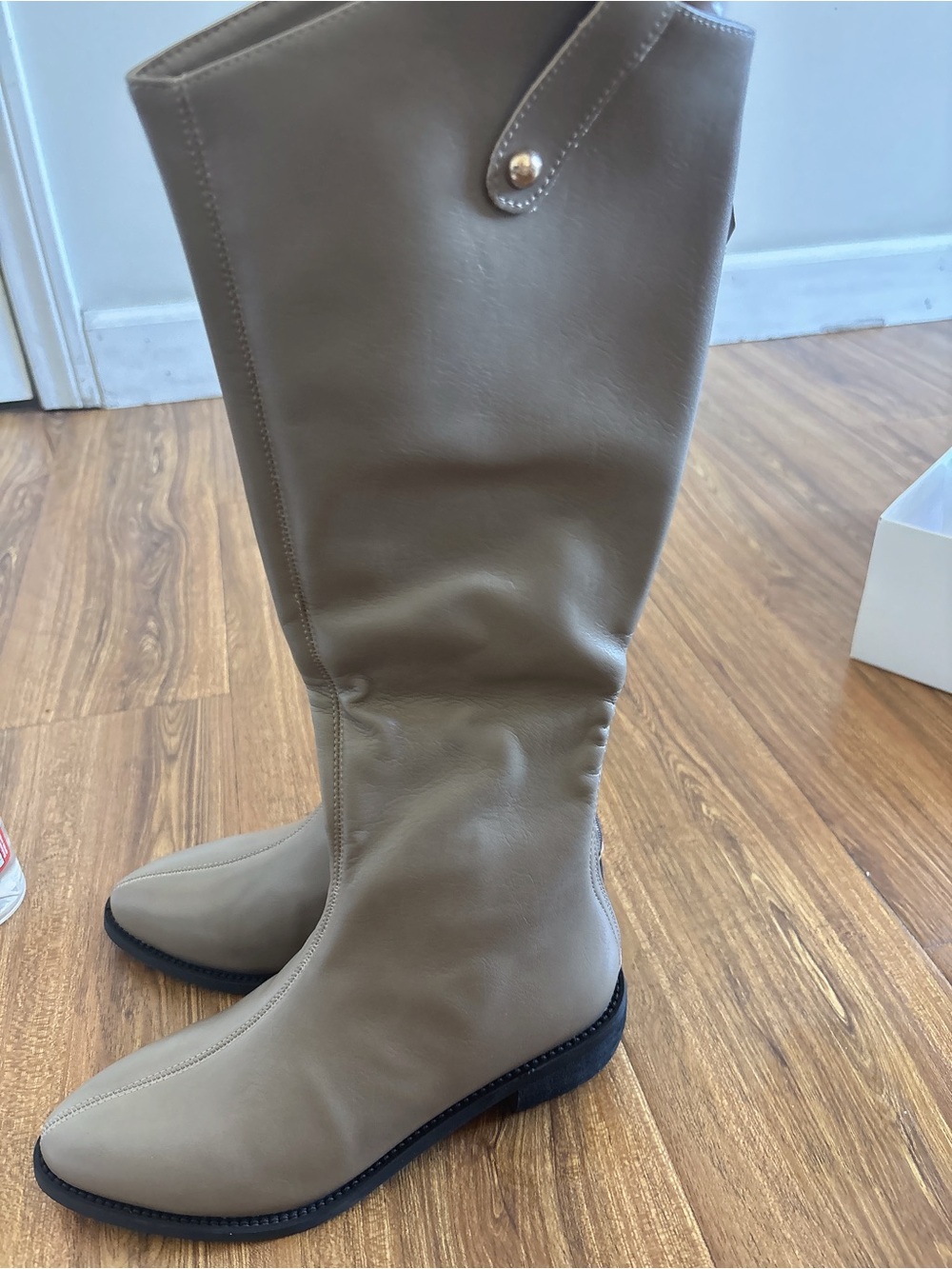 Women's Taupe Knee-High Riding Boots